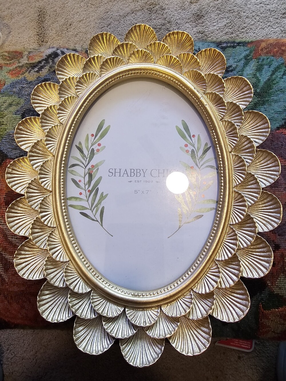 Shabby Chic Gold Scalloped Shell Oval Picture Frame